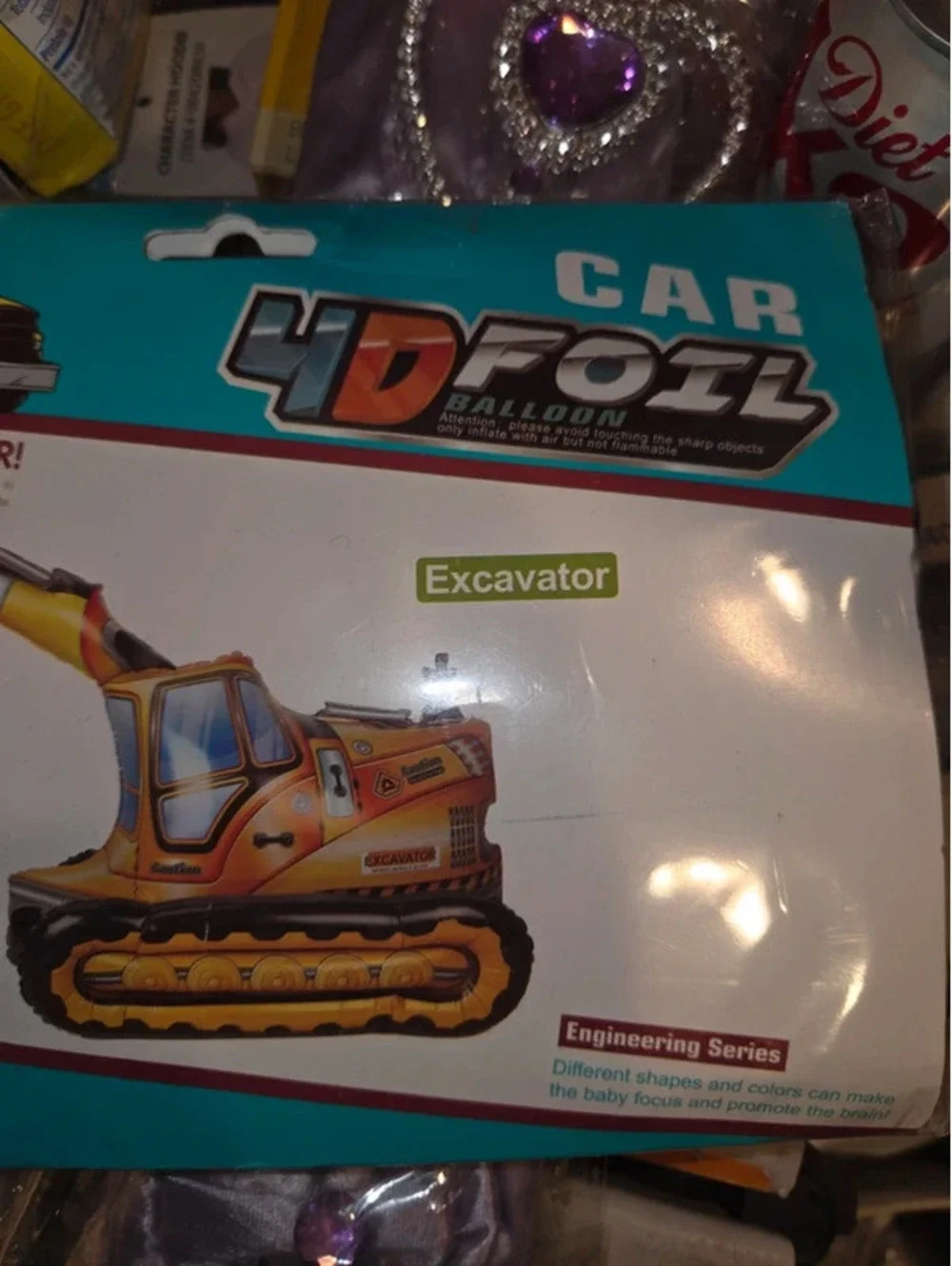 4D foil balloon excavator party